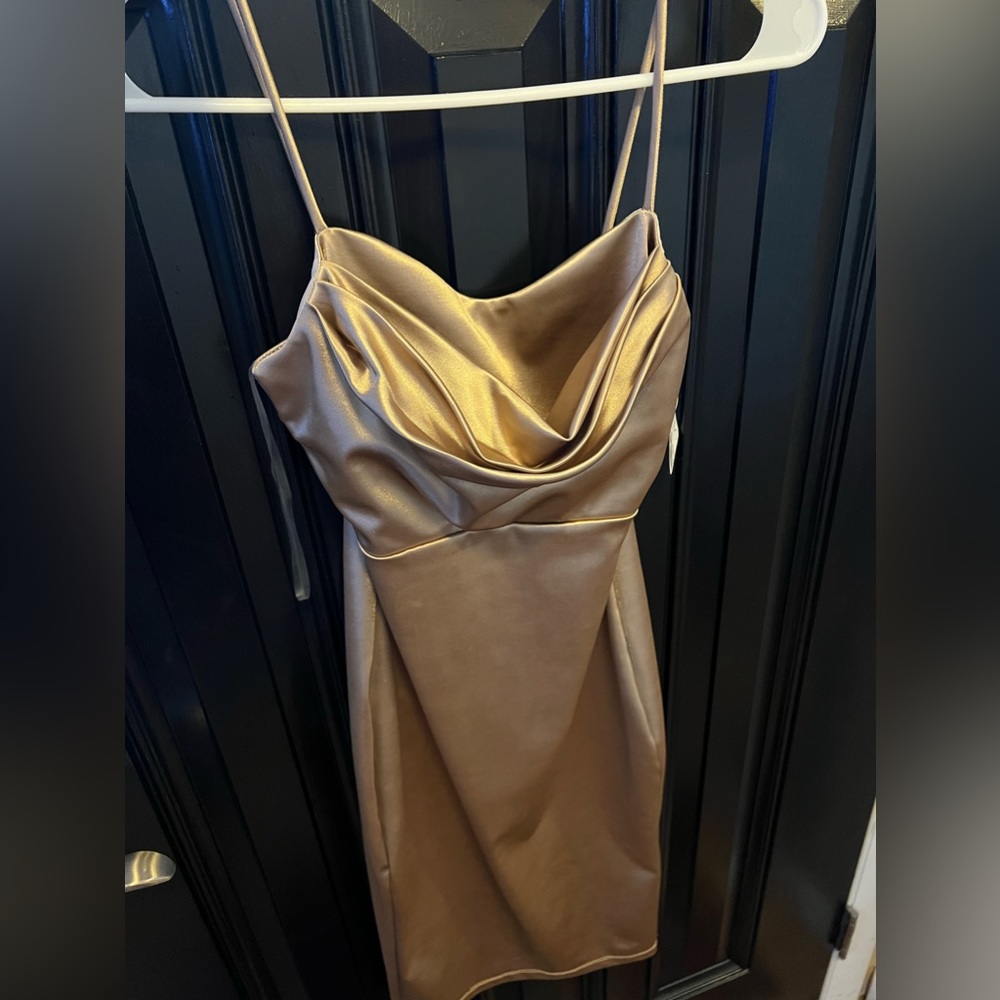 Gold silk dress